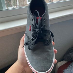Gray Vans with a red Sike and red line all around size 11.5
